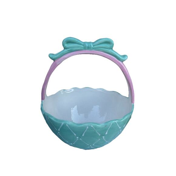 Lot of 3 Ceramic Easter Candy Dishes 2 Baskets and 1 Jelly Bean Lid Dish Bundle - Picture 4 of 16